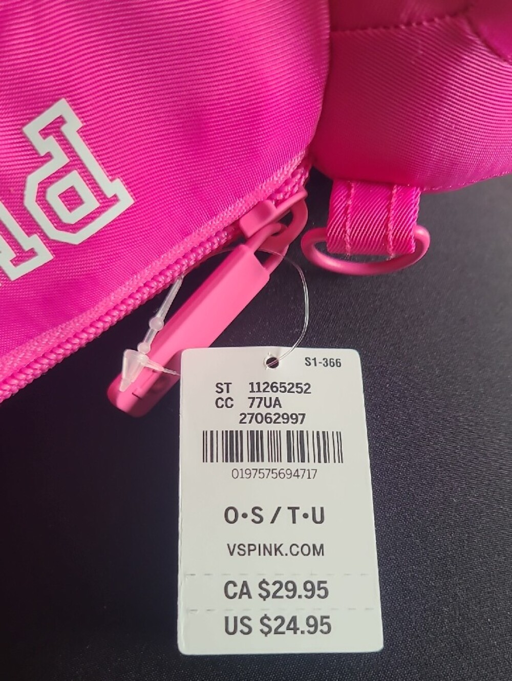 PINK Victoria's Secret Hot Pink Logo Print Tote with Dog Body Storage/Charm - Picture 6 of 6